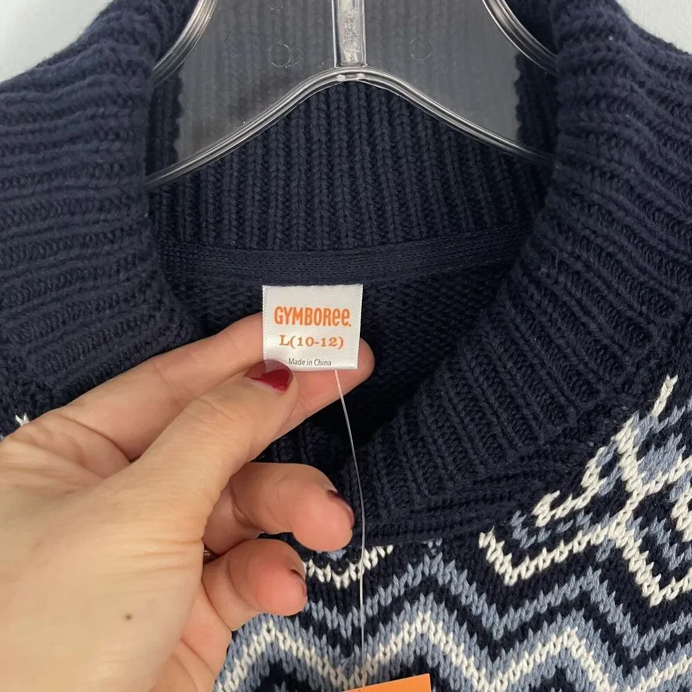 NWT Gymboree Boys L 10/12 Shawl Collar Fair Isle Preppy‎ Holiday Sweater Blue